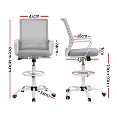 Artiss Office Chair Drafting Chairs Stool Computer Desk Studios Mesh White