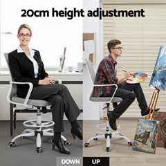 Artiss Office Chair Drafting Chairs Stool Computer Desk Studios Mesh White