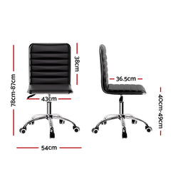 Artiss Office Chair Conference Chairs PU Leather Low Back Black