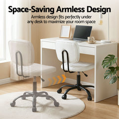 Artiss Armless Office Chair with Wheels, Ergonomic PU Leather Office Desk Chair