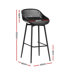 Gardeon 2x Outdoor Bar Stools Plastic Black