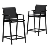 Gardeon 2PC Outdoor Bar Stools Steel Dining Chairs Patio Furniture Garden Black