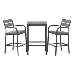 Gardeon 3Pcs Outdoor Bar Set Stools Dining Chairs Table Patio Aluminium Bistro Set Black