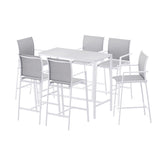 Gardeon 7PCS Outdoor Bar Set Stools Dining Chairs Table Patio Steel Bistro Set White