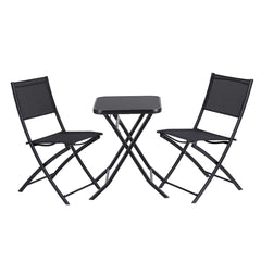 Gardeon Outdoor Bistro Set Folding Table and Chairs Patio Furniture Garden Steel Black