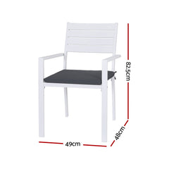 Gardeon 4PC Outdoor Dining Chairs Stackable Aluminum Lounge Chair Patio Furniture