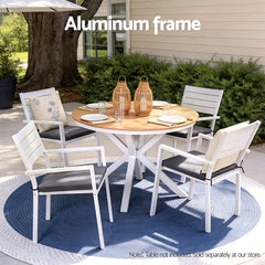 Gardeon 4PC Outdoor Dining Chairs Stackable Aluminum Lounge Chair Patio Furniture