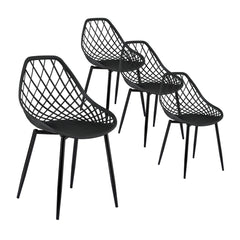 Gardeon 4PC Outdoor Dining Chairs PP Lounge Chair Patio Garden Furniture Black