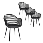 Gardeon 4 Piece Outdoor Dining Chairs PP Lounge Chair Patio Furniture Garden Black