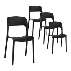 Gardeon 4PC Outdoor Dining Chairs Stackable PP Patio Chair Garden Furniture Black