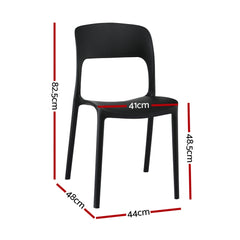 Gardeon 4PC Outdoor Dining Chairs Stackable PP Patio Chair Garden Furniture Black