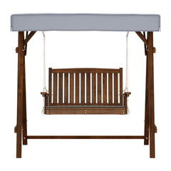 Gardeon Outdoor Wooden Swing Chair Garden Bench Canopy Cushion 2 Seater Charcoal