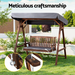 Gardeon Wooden Swing Chair Garden Bench Canopy 3 Seater Outdoor Furniture