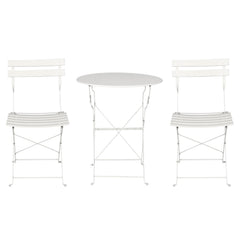 Gardeon 3PC Outdoor Bistro Set Steel Table and Chairs Patio Furniture White