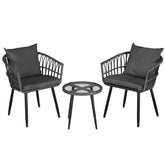 Gardeon 3PC Outdoor Bistro Set Patio Furniture Lounge Setting Table and Chairs Grey