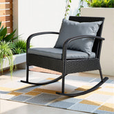 Gardeon Rocking Chair Wicker Outdoor Furniture Garden Patio Lounge Setting Black