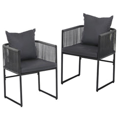 Gardeon 2PC Outdoor Dining Chairs Woven Rope Chair Patio Furniture Garden Steel