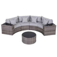 Gardeon 4 Seater Outdoor Sofa Set 7PCS Table Chair Set Garden Rattan Patio Furniture