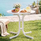 Gardeon Outdoor Side Table 80cm Folding Steel Round Bistro Desk Cafe Patio