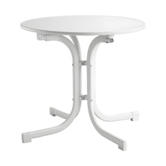 Gardeon Outdoor Side Table 80cm Folding Steel Round Bistro Desk Cafe Patio Furniture White