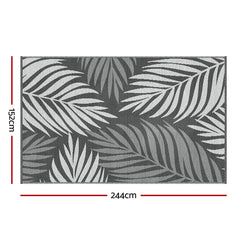 Gardeon Outdoor Rugs 152x244cm Large Carpet Reversible Area Mat PP Dual-Sided Patio Rug Leaf