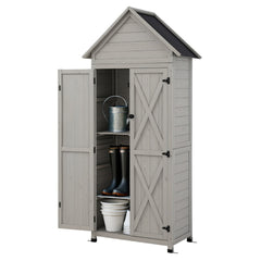 Gardeon Outdoor Storage Cabinet Cupboard Lockable Tool Organizer Shed Adjustable Grey