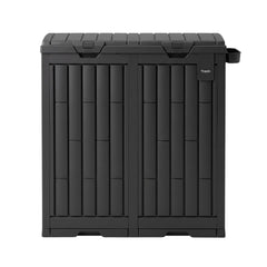 Gardeon Outdoor Trash Cans Dual Compartment Trash Can 220L Black