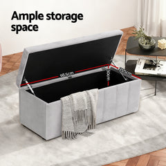 Artiss Storage Ottoman Blanket Box Velvet Grey 103cm