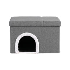 Artiss Storage Ottoman Foot Stool Cat Litter Box Enclosure Foldable Grey