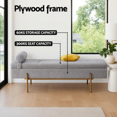 Artiss Storage Ottoman Bed 140cm Pillow Foot Stool