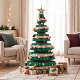 Jingle Jollys Paper Christmas Tree 111CM w/ Star Topper LEDs Xmas Decorations