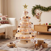 Jingle Jollys Paper Christmas Tree 114CM w/ Star Topper LEDs Xmas Decorations