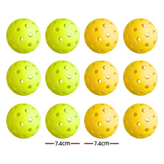 Everfit 12PC Pickleballs Set 40-Hole Design Indoor Outdoor Durable PE Balls Green/Yellow
