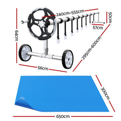 Aqua Buddy Pool Cover 600 Micron 6.5x3m w/Roller 5.55m Swimming Pools Solar Blanket