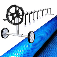 Aqua Buddy Pool Cover 8x4.2m 400 Micron Blue Swimming Pool Solar Blanket 5.5m Roller