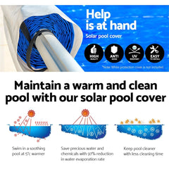 Aqua Buddy Pool Cover 8x4.2m 400 Micron Blue Swimming Pool Solar Blanket 5.5m Roller