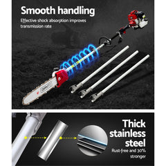 Giantz Pole Chainsaw 2 Stroke Petrol Tree Pruner Long Reach Saw 12 Inch Bar 7 In