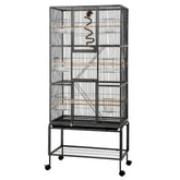 i.Pet 176cm 3-Tier Large Bird Cage Aviary with Ladder Parrot Budgie Wheels Black