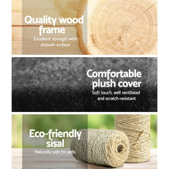 i.Pet Cat Tree 193cm Tower Scratching Post Scratcher Condo House Trees Grey