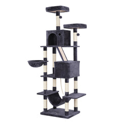 i.Pet Cat Tree Tower 206cm Large Scratching Post Furniture Scratcher House Grey