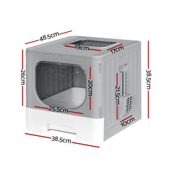 i.Pet Cat Litter Box Large Tray Kitty Toilet Enclosed Hooded Foldable Cat Litter Box Scoop Grey