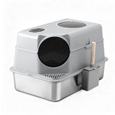 i.Pet Cat Litter Box Large Stainless Steel High Sided Pet Toilet Odour Control