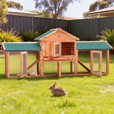 i.Pet Chicken Coop Rabbit Hutch 220cm x 44cm x 84cm Large Chicken Coop Run Wooden Outdoor Cage House