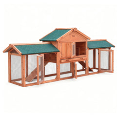 i.Pet Chicken Coop Rabbit Hutch 220cm x 44cm x 84cm Large Chicken Coop Run