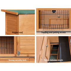 i.Pet Rabbit Hutch Chicken Coop 91.5cm x 45cm x 82cm Chicken Coop Large Wooden House Run Cage