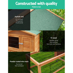 i.Pet Chicken Coop Rabbit Hutch 155cm x 49cm x 90cm Large Chicken Coop Wooden Run Cage House Outdoor
