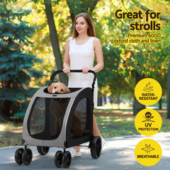 i.Pet Pet Stroller Dog Pram Large Carrier Cat Travel Foldable Strollers 4 Wheels