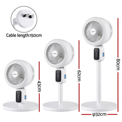 Devanti Pedestal Fan W/ Remote 3 Speed 12H Timer Height Adjustable Cooling Fan