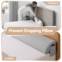 Giselle King Bed Wedge Pillow For Headboard, Close Gap And Stop Pillows Sliding
