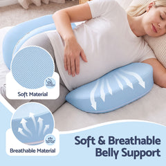 Giselle Bedding Memory Foam Pregnancy Pillow Adjustable with Concave Curve